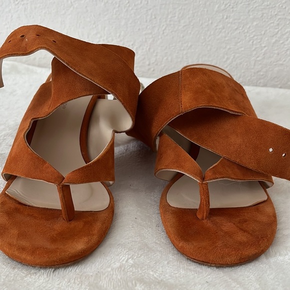 ZARA Faux Suede Leather High Heel Sandals With Buckle Wraparound Strap Tan 6US - Picture 10 of 11